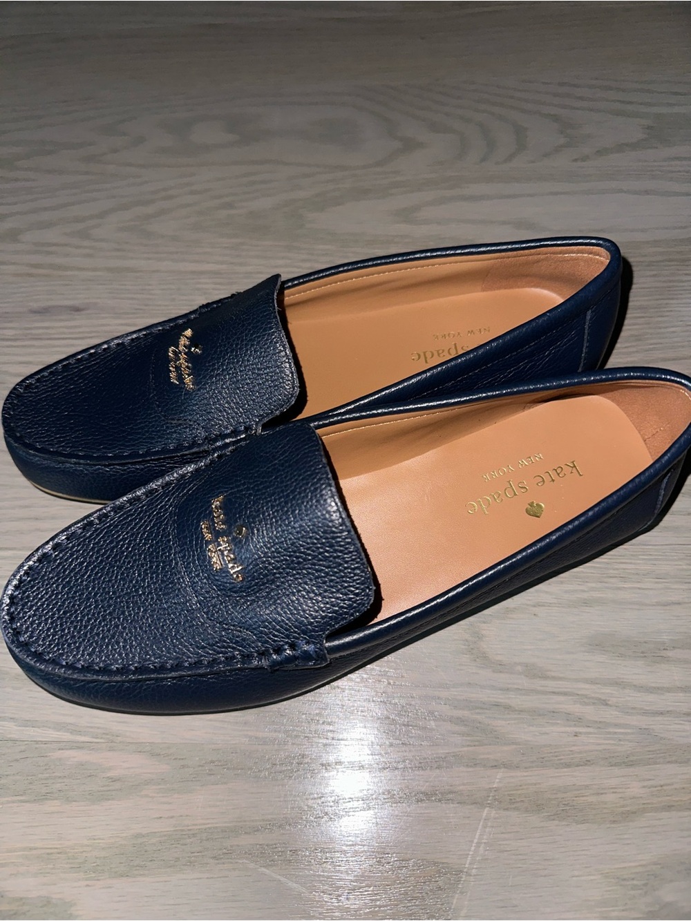 Kate Spade New York Briar Leather Loafers – Navy – Size 7.5B